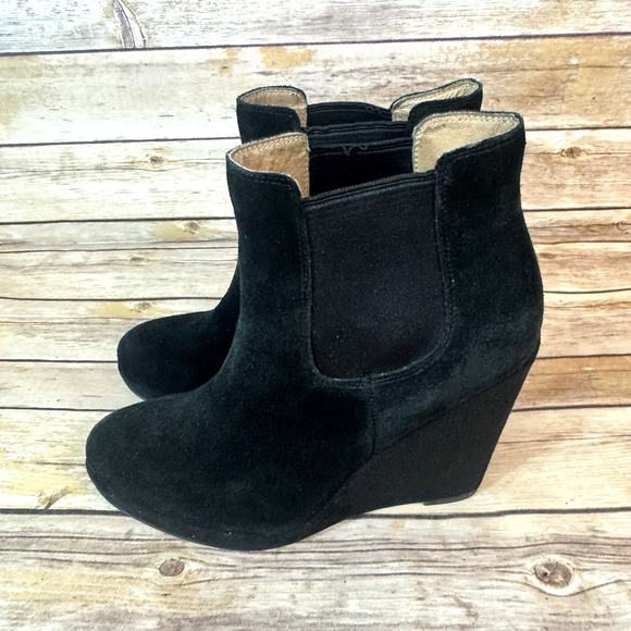 Corso Como Womens Black Suede Platform Wedge Pull On Ankle Boots 8M - Picture 4 of 8